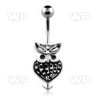j61s0t steel belly ring h painted enamel owl belly piercing