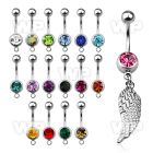 j61s9z steel belly ring w dangling bird wing length 10mm 3 8 belly piercing