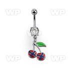 j61sp0f steel belly ring w dangling dangling cherry in colors belly piercing