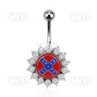 j61sps steel belly ring lower round 12mm confederate logo surrou belly piercing
