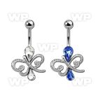j61sts 316l steel belly ringw a lower butterfly design w two tea belly piercing