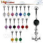 j61y99 steel belly ring w dangling plain anchor rope design leng belly piercing