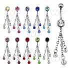 j61yk9 steel belly ring w 8mm press fit lower jewel ball three belly piercing