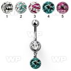 j61ykyf6 steel belly ring press fit double jewel ball dangling belly piercing