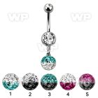 j61ykyfw steel belly ring press fit double jewel ball dangling belly piercing