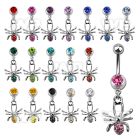 j61ylz steel belly ring w 8mm press fit jewel ball small dangli belly piercing