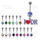 j61yyl steel belly ring w 8mm press fit jewel ball crystal stu belly piercing