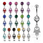 j61yyt3 steel belly ring w 8mm press fit jewel ball small hamsa belly piercing