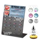 ji9e display with magnetic acrylic fake labret stud studs in belly piercing
