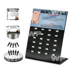 jitt board with 3mm square clear crystal magnetic earr studs belly piercing