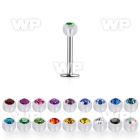 lbajb3 steel labret w a 3mm bio flex ball w bezel set crystal