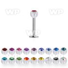 lbajb4 steel labret w a 4mm bio flex ball w bezel set crystal