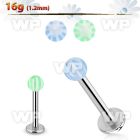 lbdxw steel labret w a 3mm acrylic ball w star pattern