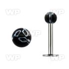 lbdxx steel labret w a 3mm black white acrylic flower ball
