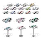 lbfw4c steel labret w a leave upper part w three crystals