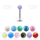 lbop3 316l steel labret with a 3mm synthetic opal ball