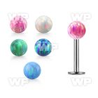 lbop4s 316l steel labret with a 4mm synthetic opal ball