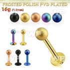 lbtfo3 anodized 316l steel labret with a 3mm frosted steel ball