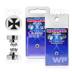 m2jm9 steel magnetic fake plup iron cross logo size 8mm belly piercing