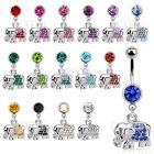 mcd478 steel belly banana w dangling elephant w crystals