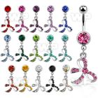 mcd588 steel belly banana w dangling crystal studded bow