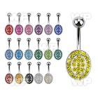 mcd752 steel belly banana w a lower part oval shape w crystals