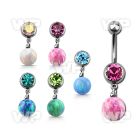 mcd754 steel belly banana w dangling 8mm synthetic opal ball