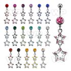 mcdsar6 steel belly banana w dangling double crystal stars