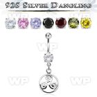 mcdvd23 steel belly banana w round cz stone silver triskele