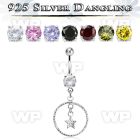 mcdvd33 steel belly banana w round cz silver star in a circle