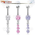 mcdz418 steel belly banana w dangling triple cz chains