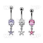 mcdzs6 steel belly banana w dangling prong set star shaped cz 