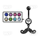 mdk518 black steel belly banana w dangling up turned mustache