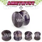 mi3dd genuine amethyst double flared stone plug ear lobe piercing