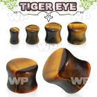 mi3j genuine tiger eye stone double flared plug ear lobe piercing