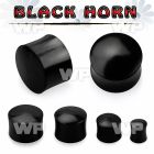 mo2 black horn double flared saddle plug ear lobe piercing