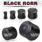 mo2 black horn double flared saddle plug ear lobe piercing