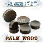 mo4fb xl big gaue sized palm wood concave double flare saddle ear lobe piercing