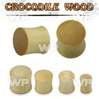 mon crocodile wood double flared sadde plug ear lobe piercing