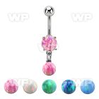 moopb6 steel belly banana w synthetic opal dangling opal ball