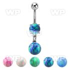 moopb8 steel belly banana w 7mm opal dangling 8mm opal ball