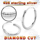 mx567 1 pair 925 silver ear lobe hoop diamond cut