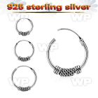 mx5fd 925 silver balinese design black oxidized hoop earrings