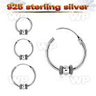 mx5fw 925 silver balinese design black oxidized hoop earrings