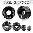 mx7a black areng wood double flare flesh tunnel groved conical ear lobe piercing
