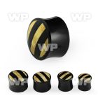 mxjf black horn double flared plug wood accents on the front ear lobe piercing