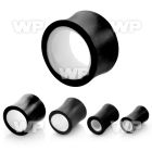 mxo5 double flared flesh tunnel white bone in the inner side ear lobe piercing