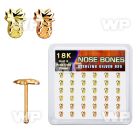 nbmxpa36 box w silver nose bone w gold rose gold pineapple top