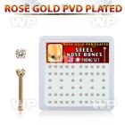 nbttz2xc box w rose gold steel nose bones w 2mm clear czs