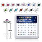 nfdbkj box w silver 925 un bent nose stud silver wire flower mix belly piercing